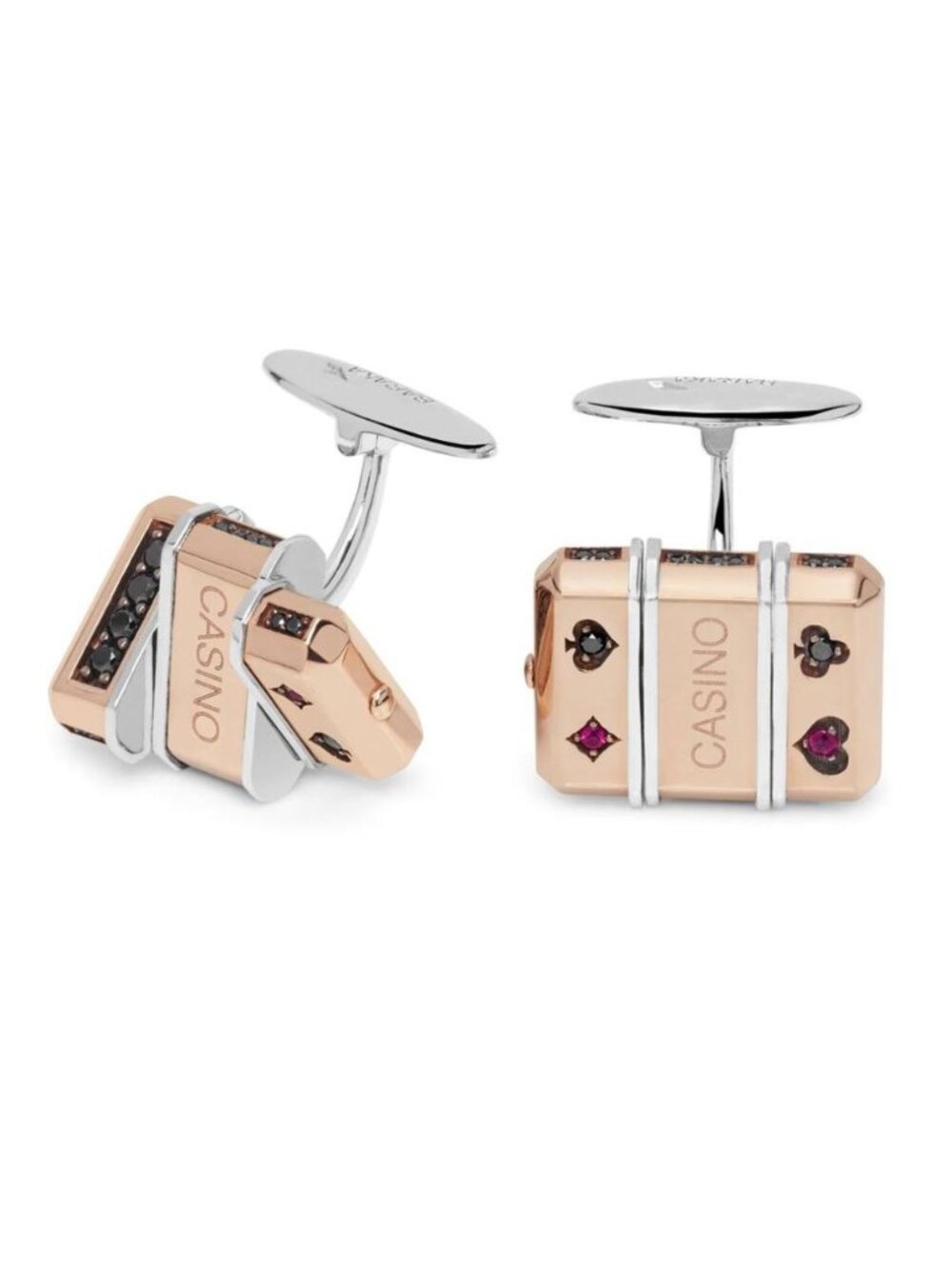 BARAKA Men's Cufflinks Rose Gold 750% Black Diamonds - Rubie PS292331RODN000096